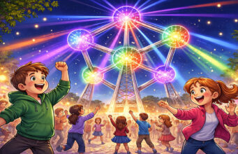 ๐ง๐ช๐บ Voetjes van de vloer! Het Atomium veranderde in de grootste discolamp ter wereld โจ๐ชฉ