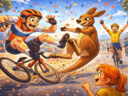 ๐ฆ๐บ๐ฆ Wielrenner botst op kangoeroeโฆ en wint gewoon de wedstrijd! ๐ดโโ๏ธ๐