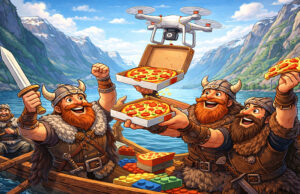๐ณ๐ด๐ Hongerige Vikingen bestellen stiekem pizza… met een vliegende drone! ๐