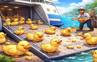 🇸🇪🦆 Kwakende file! Eendjes stoppen een grote veerboot ⛴️